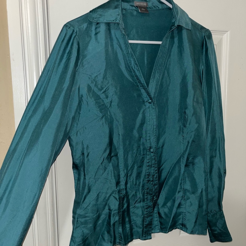 Ann Taylor Teal Button Down Shirt
